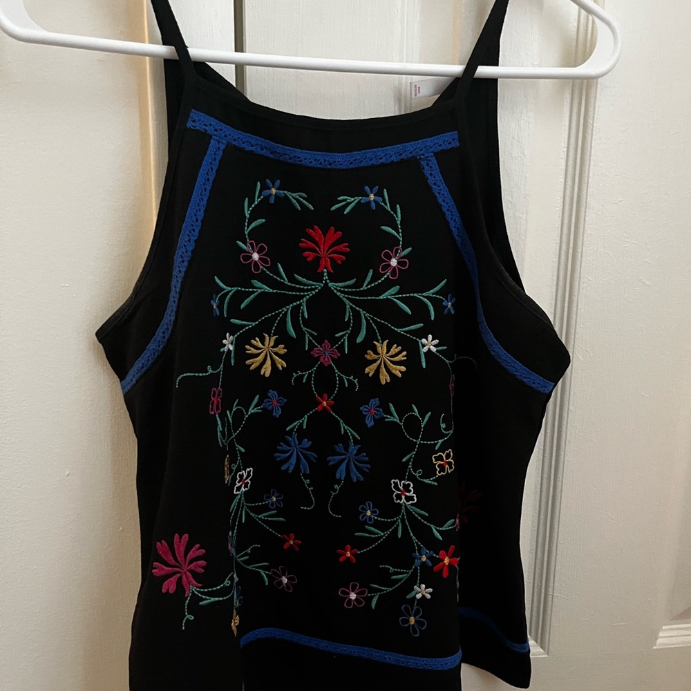 Xhilaration Black and Blue Embellished Sleeveless Tank Top